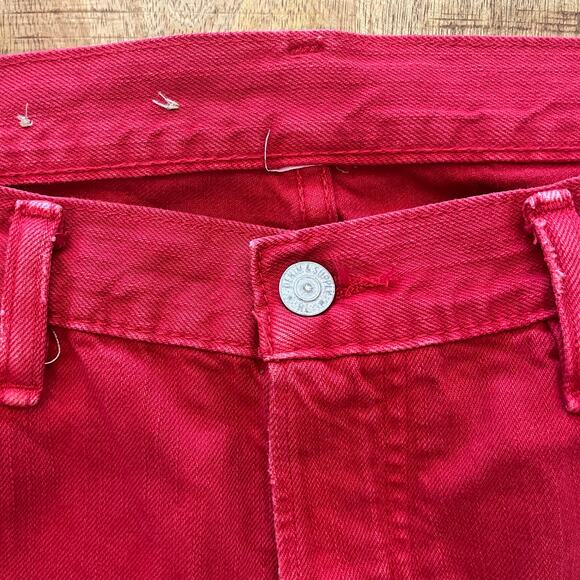 Denim & Supply Ralph Lauren Slim Jeans Mens 36x32 Red Denim Distressed Dyed - Picture 11 of 16